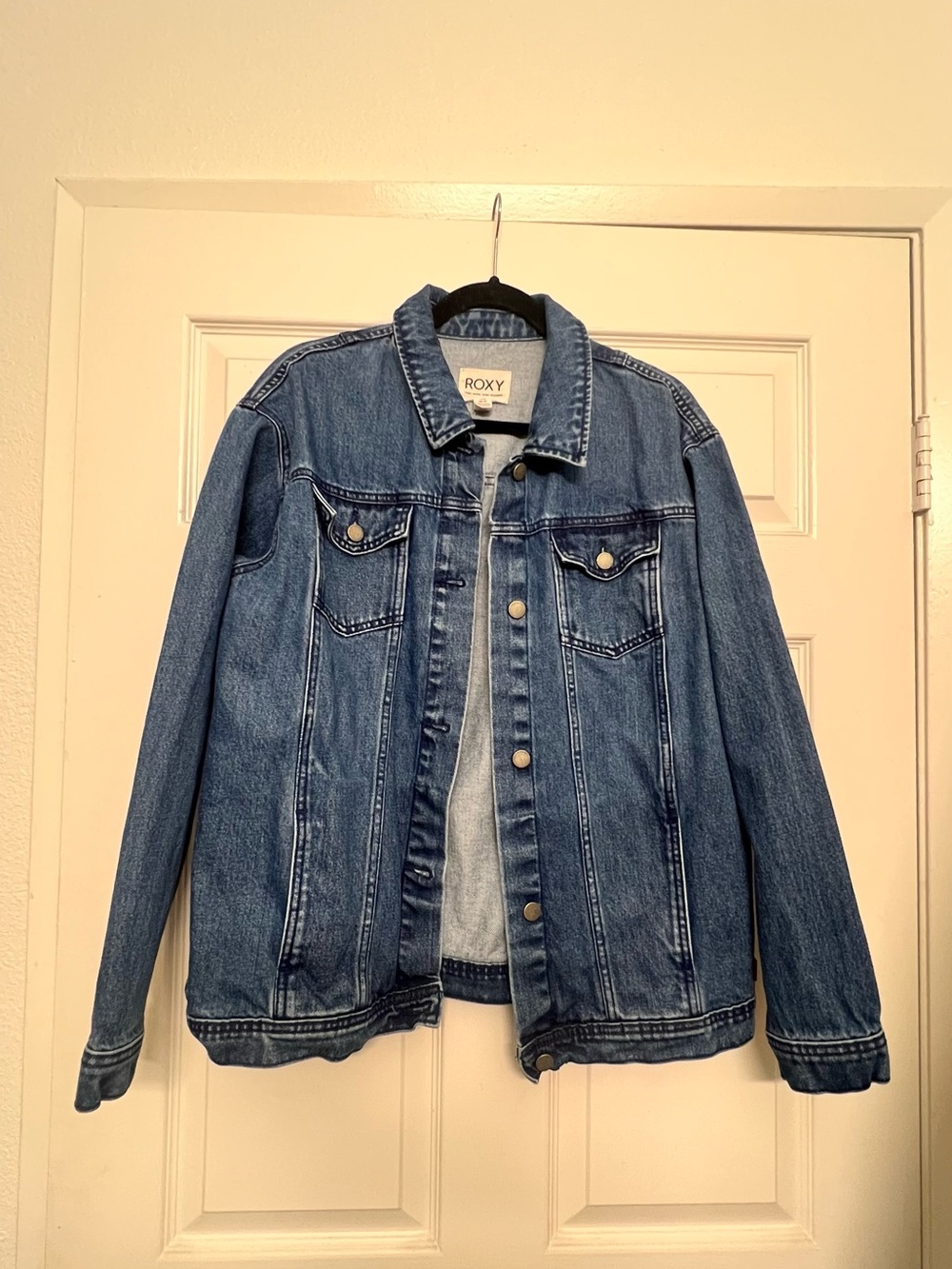 Roxy Medium Blue Denim Jacket with Button Front